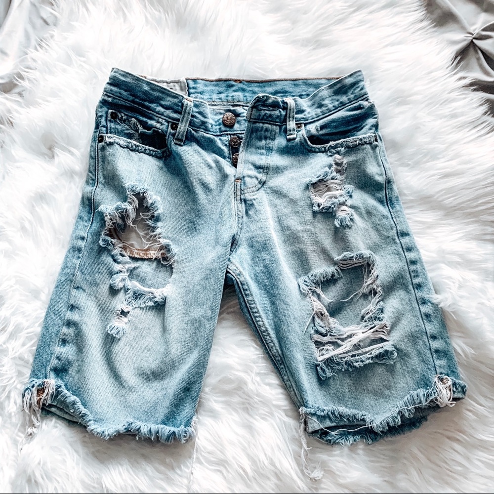Hollister Distressed Denim Bermuda Shorts